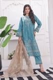 Embroidered Cambric 3 Pc suit-organza dupatta