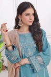 Embroidered Cambric 3 Pc suit-organza dupatta