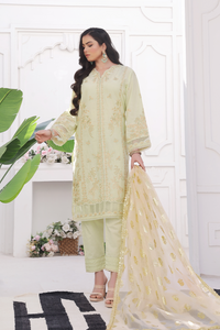 Embroidered Cambric 3 Pc suit-organza dupatta