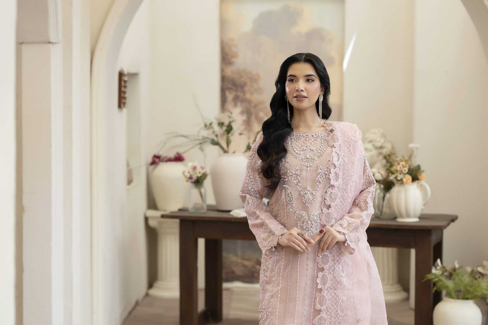 4YOU-9072 Deep Purple & Blush Pink Organza 3-Piece Set