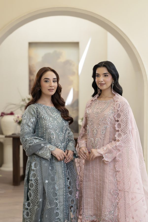 4YOU-9072 Deep Purple & Blush Pink Organza 3-Piece Set