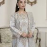 4YOU-9073  Light Grey & Sage Green Organza 3-Piece Suit