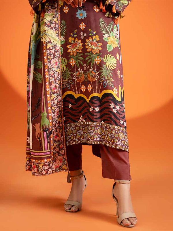 AFROZ 3-Piece Unstitched Digital Printed Bana Dora Viscose Suit