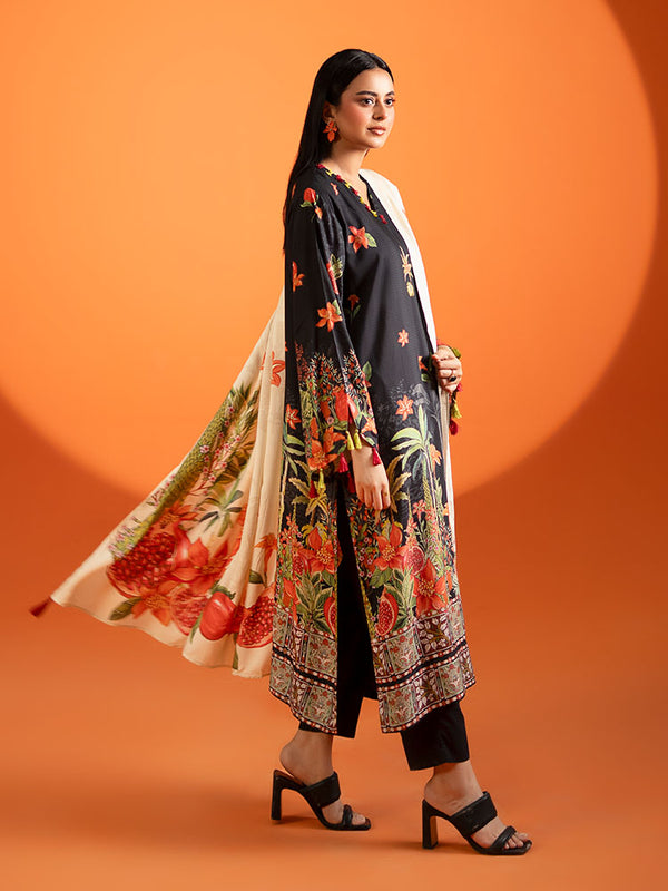 AFROZ 3-Piece Unstitched Digital Printed Bana Dora Viscose Suit