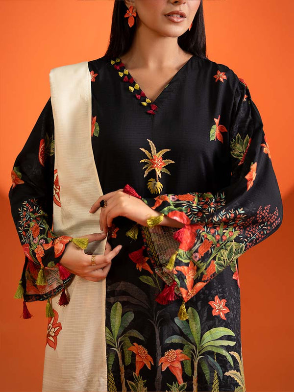 AFROZ 3-Piece Unstitched Digital Printed Bana Dora Viscose Suit