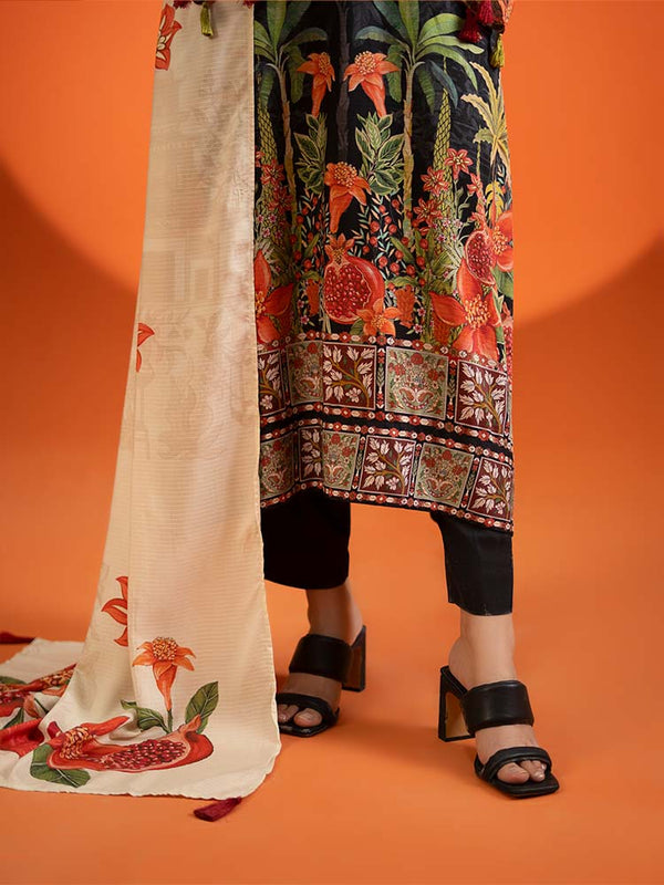 AFROZ 3-Piece Unstitched Digital Printed Bana Dora Viscose Suit