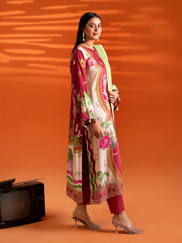 AFROZ 3-Piece Unstitched Digital Printed Bana Dora Viscose Suit