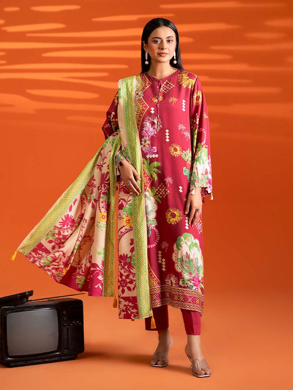 AFROZ 3-Piece Unstitched Digital Printed Bana Dora Viscose Suit