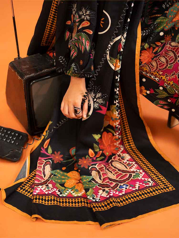 AFROZ 3-Piece Unstitched Digital Printed Bana Dora Viscose  Suit