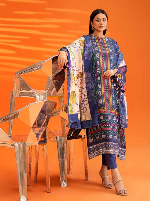 AFROZ 3-Piece Unstitched Digital Printed Bana Dora Viscose  Suit