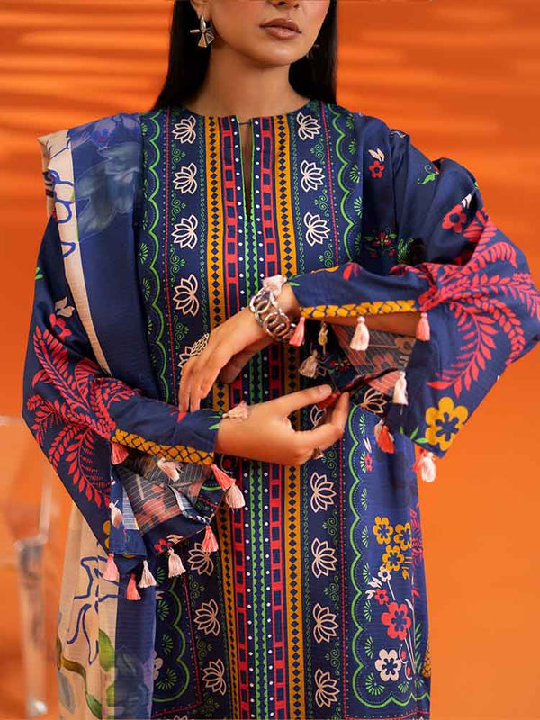 AFROZ 3-Piece Unstitched Digital Printed Bana Dora Viscose  Suit