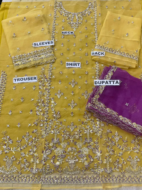 Latest Heavy Embroidered Organza Dress With Organza Embroidered Dupatta (Unstitched)