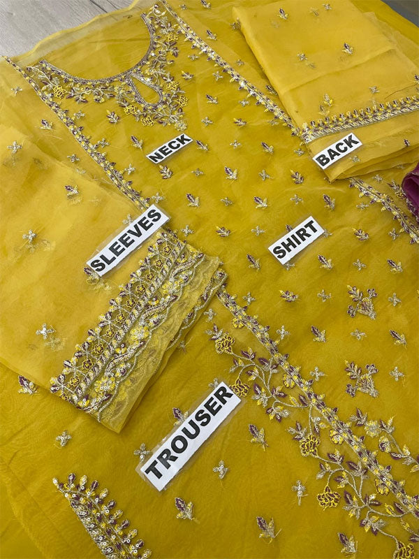 Latest Heavy Embroidered Organza Dress With Organza Embroidered Dupatta (Unstitched)