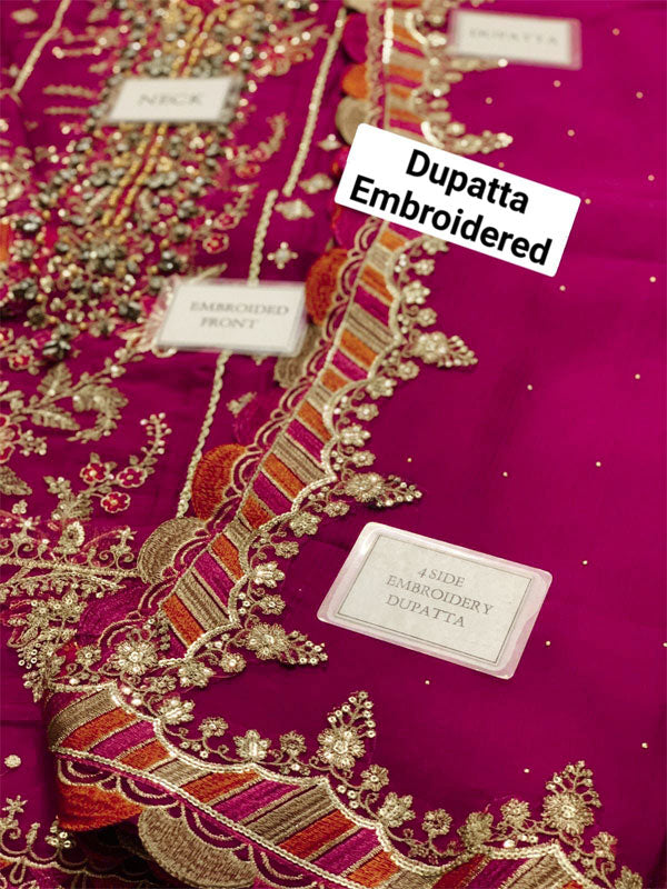 Stylish Heavy Embroidered Chiffon Party Wear Dress With Chiffon Embroidered Dupatta (Unstitched)