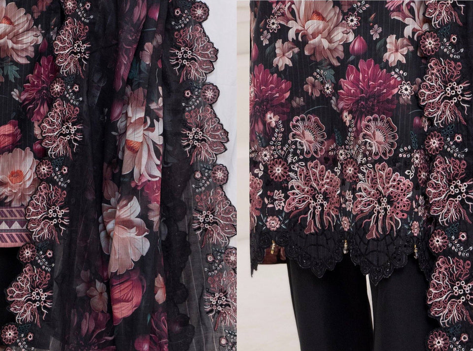 Digital Printed Embroidered Lawn Noorieh by Elaya 3 Piece