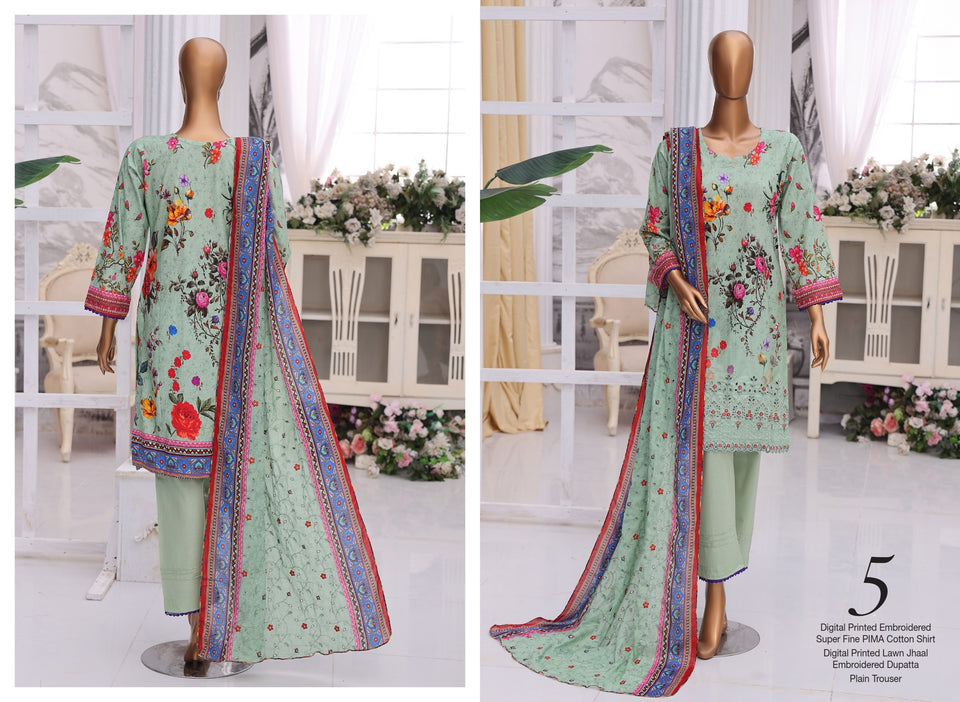 MTF Digital Printed Doria Embroidered Chikankari Cotton Collection | Unstitched 3 Piece