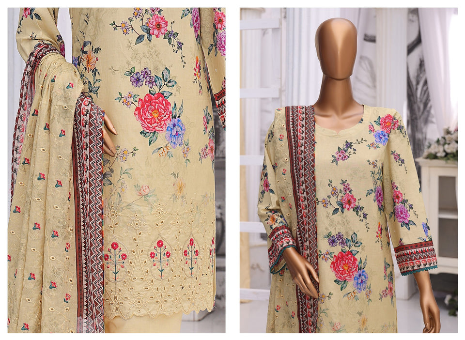 MTF Digital Printed Doria Embroidered Chikankari Cotton Collection | Unstitched 3 Piece