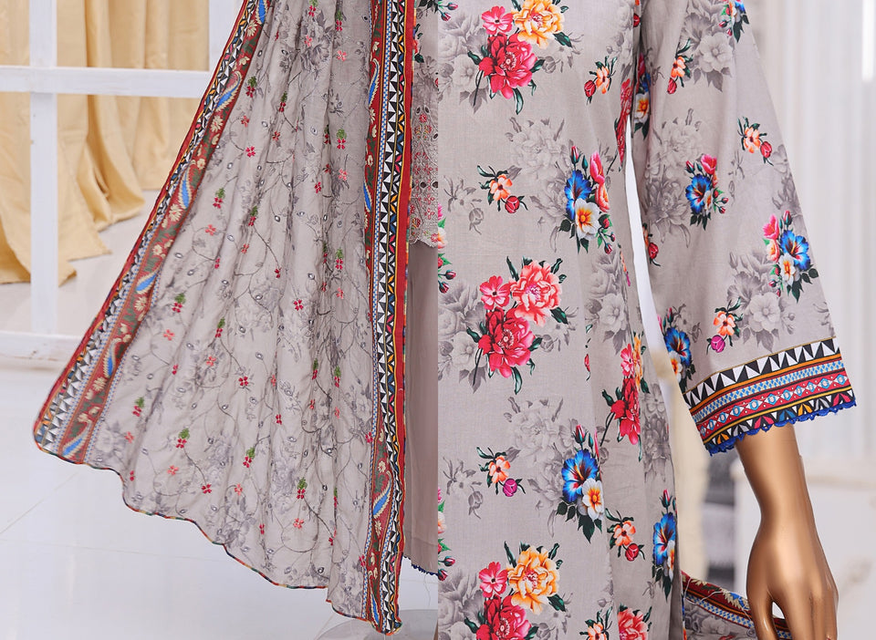 MTF Digital Printed Doria Embroidered Chikankari Cotton Collection | Unstitched 3 Piece