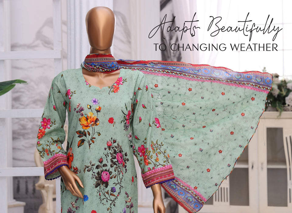 MTF Digital Printed Doria Embroidered Chikankari Cotton Collection | Unstitched 3 Piece