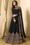 Indian Embroidered Black Chiffon Maxi Unstitched