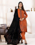 Bareeze Dyed Slub Embroidered Ensemble with Velvet Shawl