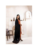 Bareeze Dyed Slub Embroidered Ensemble with Velvet Shawl