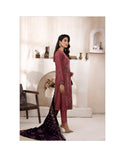 Bareeze Dyed Slub Embroidered Ensemble with Velvet Shawl