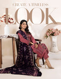 Bareeze Dyed Slub Embroidered Ensemble with Velvet Shawl
