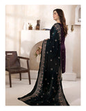 Bareeze Dyed Slub Embroidered Ensemble with Velvet Shawl