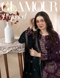 Bareeze Dyed Slub Embroidered Ensemble with Velvet Shawl