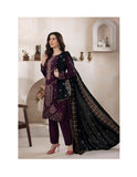 Bareeze Dyed Slub Embroidered Ensemble with Velvet Shawl