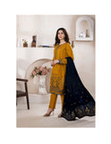 Bareeze Dyed Slub Embroidered Ensemble with Velvet Shawl
