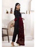 Bareeze Dyed Slub Embroidered Ensemble with Velvet Shawl