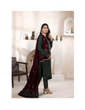 Bareeze Dyed Slub Embroidered Ensemble with Velvet Shawl