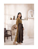 Bareeze Dyed Slub Embroidered Ensemble with Velvet Shawl