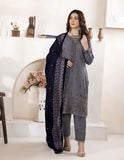 Bareeze Dyed Slub Embroidered Ensemble with Velvet Shawl