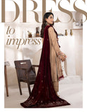 Bareeze Dyed Slub Embroidered Ensemble with Velvet Shawl
