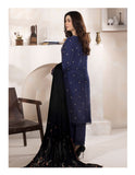 Bareeze Dyed Slub Embroidered Ensemble with Velvet Shawl