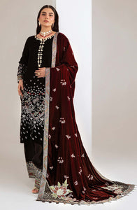 Maya by Nureh Luxury Embroidered Velvet Unstitched 3 Piece Suit - NW-113 - NU25VLT - Black - Winter Collection
