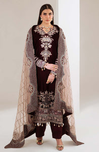 Maya by Nureh Luxury Embroidered Velvet Unstitched 3 Piece Suit - NW-110 - NU25VLT - Maroon - Winter Collection