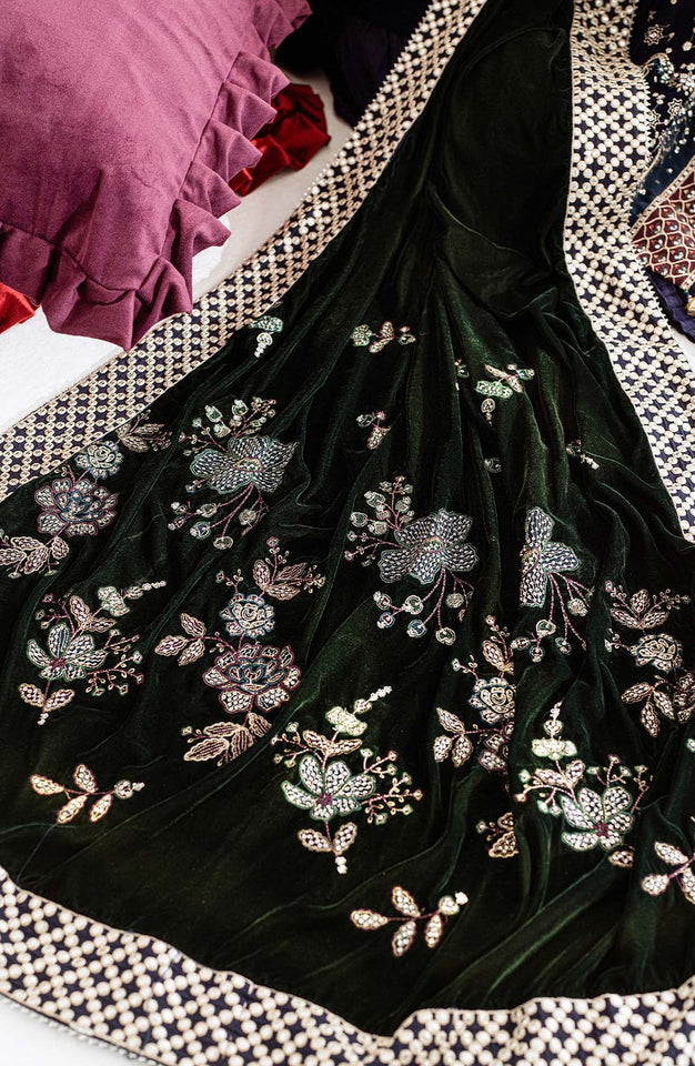 Maya by Nureh Luxury Embroidered Velvet Unstitched 3 Piece Suit - NW-109 - NU25VLT - Blue - Winter Collection