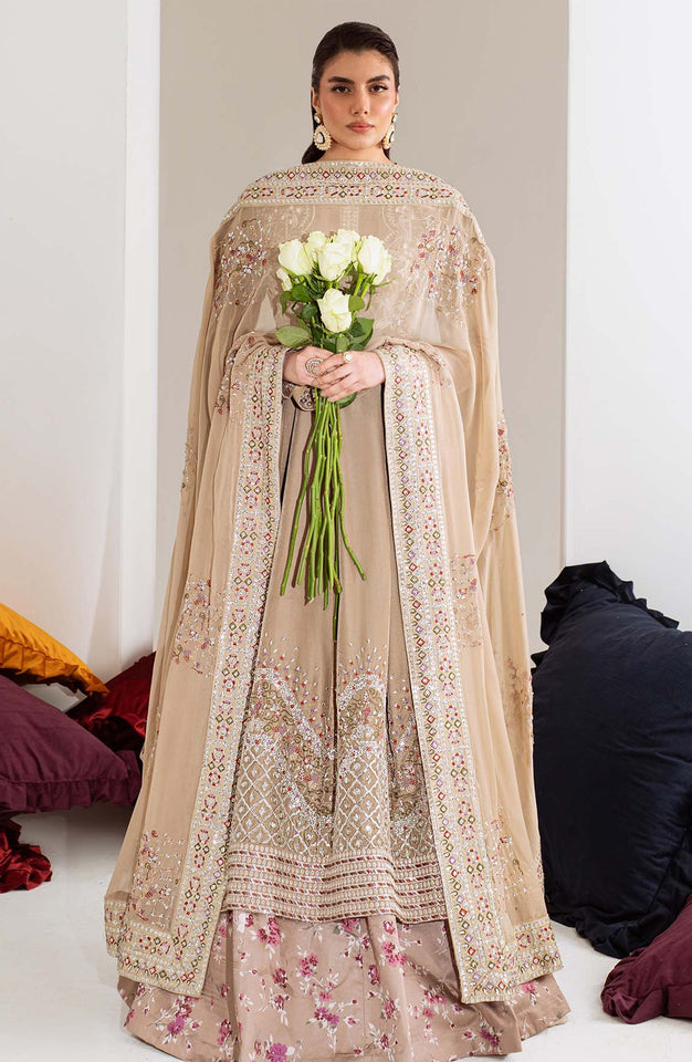 Maya by Nureh Luxury Embroidered Velvet Unstitched 3 Piece Suit - NW-108 - NU25VLT - Beige - Winter Collection