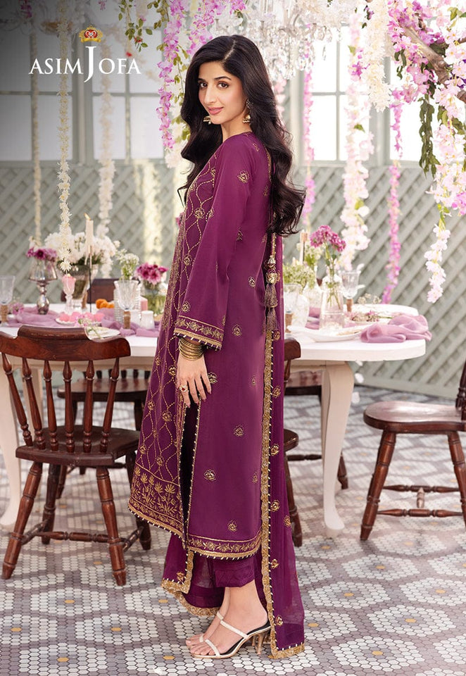 AJCFP-07 EMBROIDERED JUMBO SILK UNSTITCHED 3 PCS