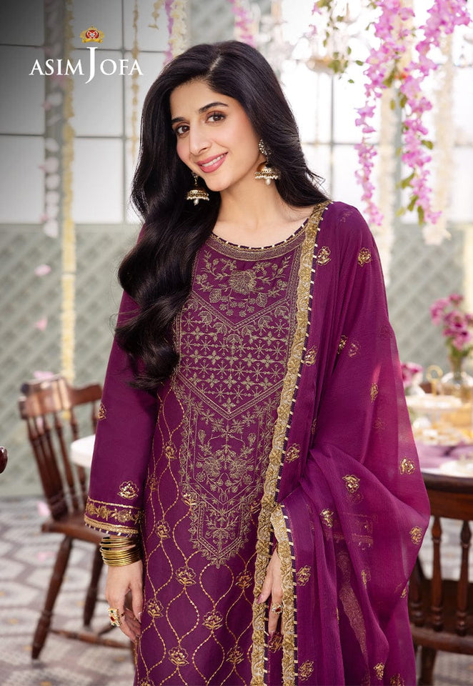 AJCFP-07 EMBROIDERED JUMBO SILK UNSTITCHED 3 PCS