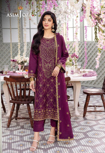 AJCFP-07 EMBROIDERED JUMBO SILK UNSTITCHED 3 PCS