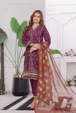 Embroidered Cambric 3 Pc suit-organza dupatta