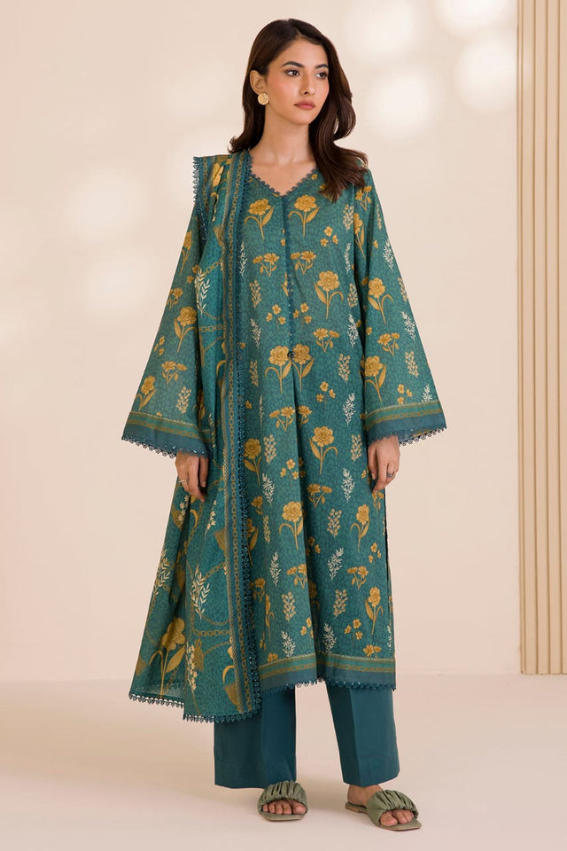 Zellbury | Unstitched Printed 3pc Cotton Fabric