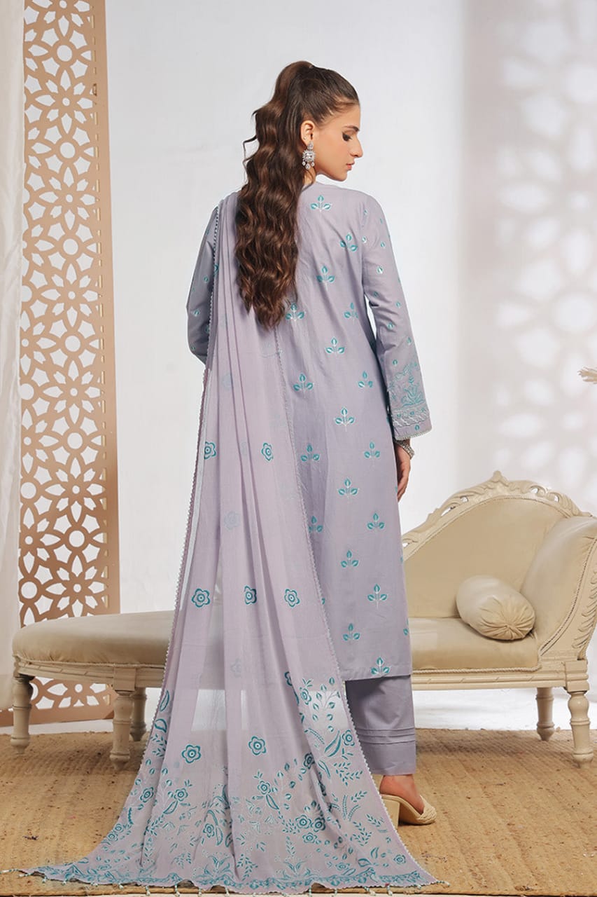 Unstitched 3-Piece Cambric Suit with Organza Dupatta