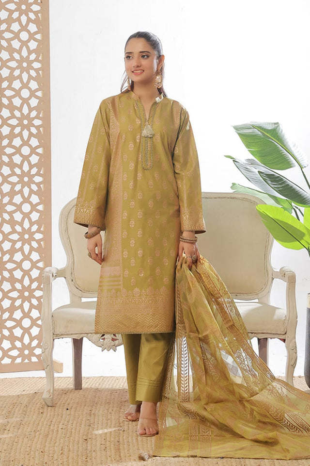 Unstitched 3-Piece Cambric Suit with Organza Dupatta