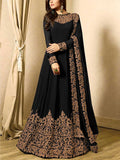 Indian Embroidered Black Chiffon Maxi Unstitched